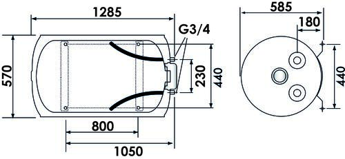 Chauffe-eau horizontal Ariston mural 200L 2000W - NF.